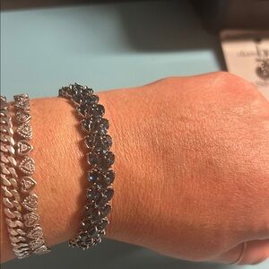 Sterling Silver‎ 925 40 CT Lab-Created Blue Spinel Tennis Bracelet 7.5"